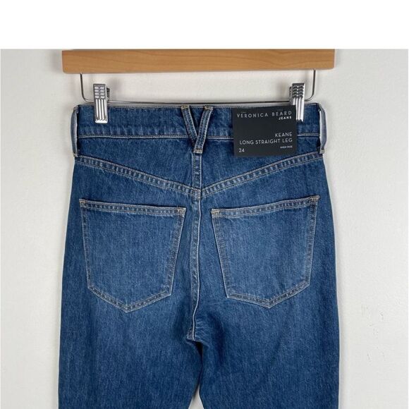 Veronica Beard NEW Keane Long Straight Leg Jeans Size 24 Split Front $298 - Picture 14 of 14